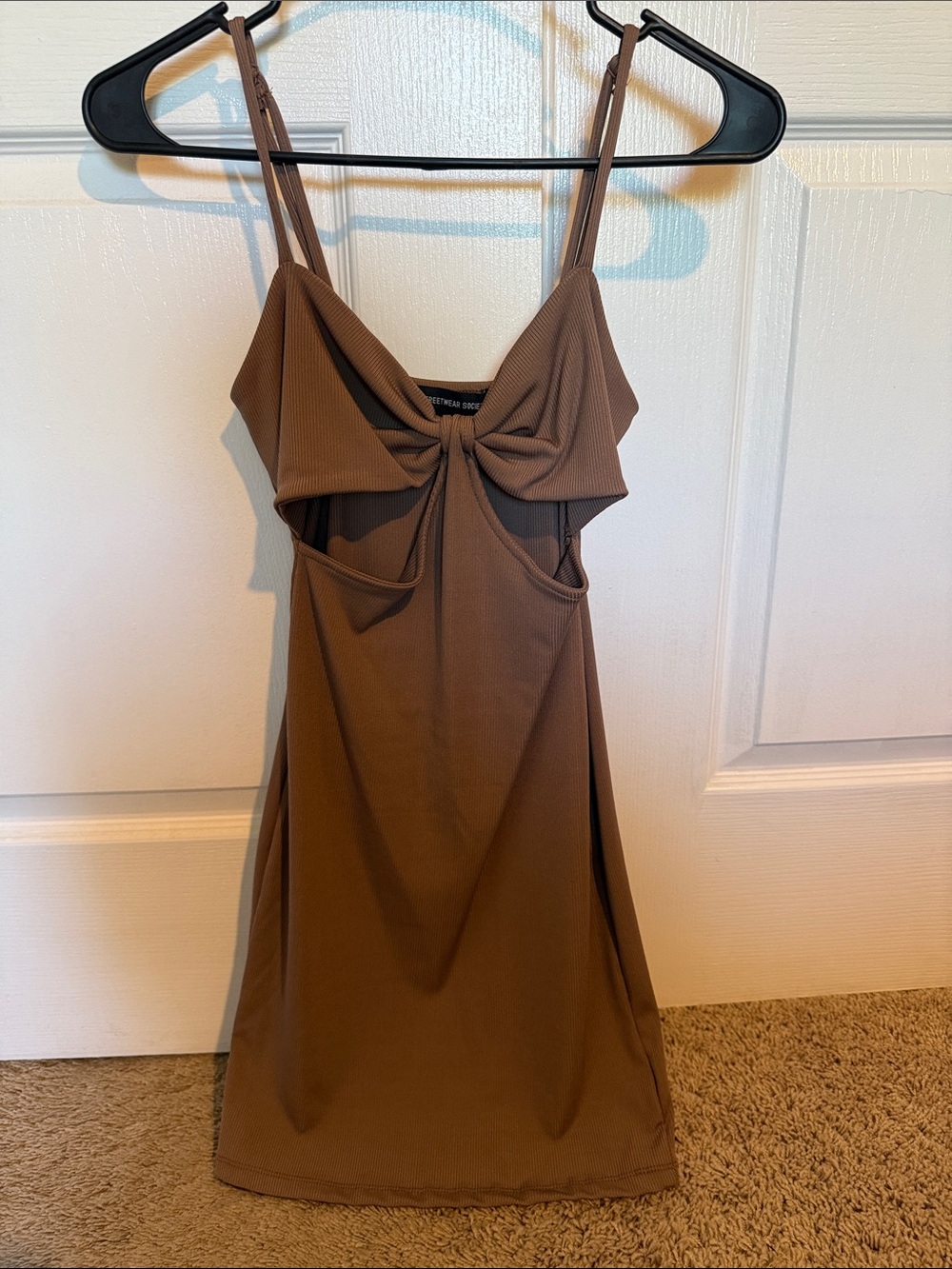 Streetwear Society Brown Twist-Front Mini Dress